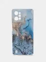 Голубой силиконовый чехол на Realme C31 / Реалми С31/ прозрачный, с рисунком, защита камеры