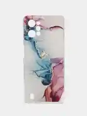 Ледяной силиконовый чехол на Realme C31 / Реалми С31/ прозрачный, с рисунком, защита камеры