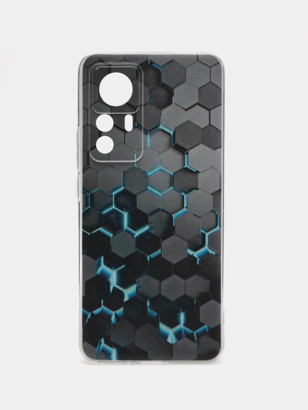 Бирюзовый силиконовый чехол для Xiaomi 12T Pro / Сяоми 12Т Про прозрачный, с рисунком, защита камеры
