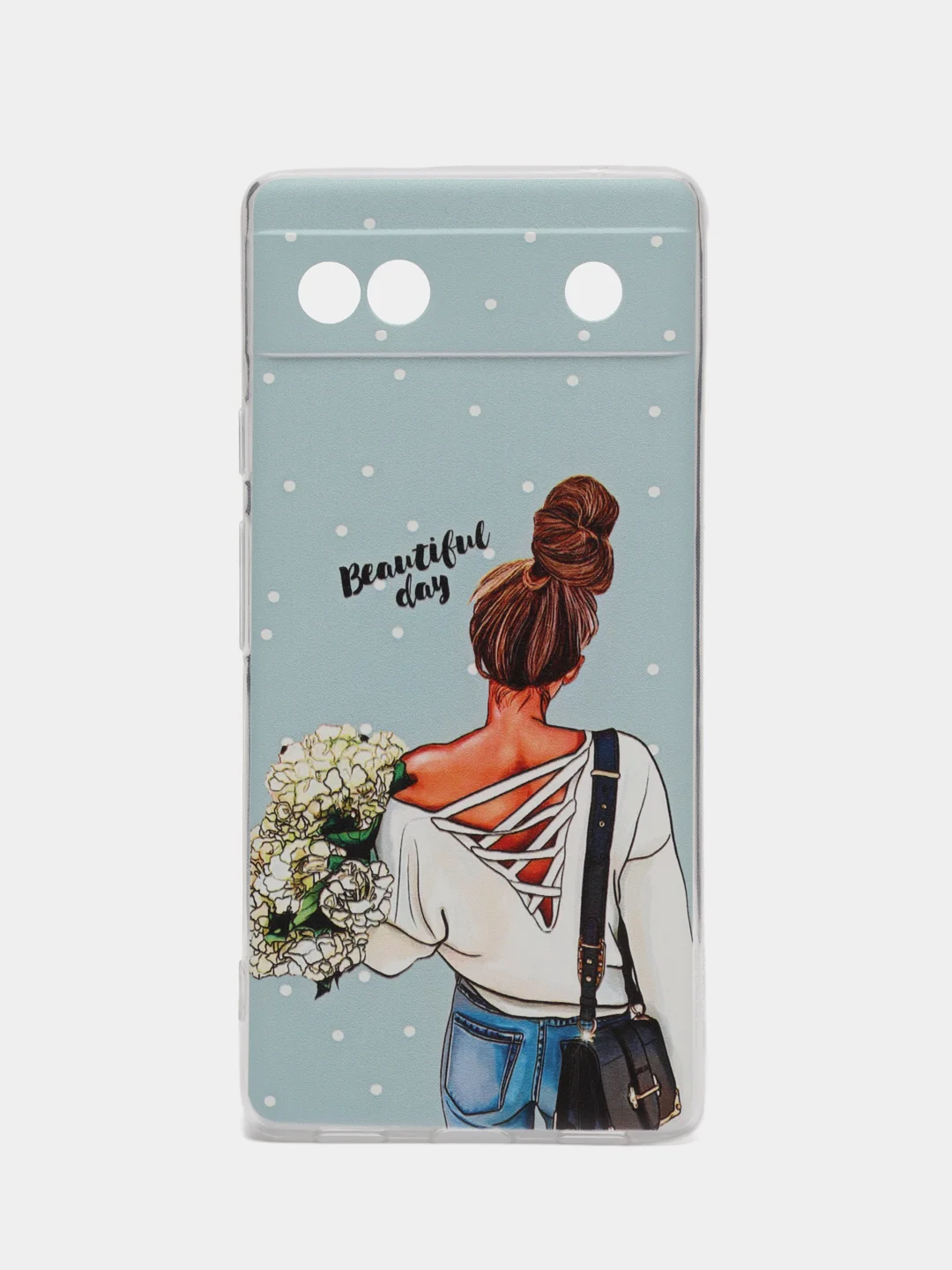 Тёмно-серый силиконовый для Google Pixel 6A / Гугл Пиксель 6А с рисунком, защита камеры