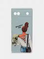 Тёмно-серый силиконовый для Google Pixel 6A / Гугл Пиксель 6А с рисунком, защита камеры