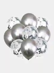 Серебряный фонтан из воздушных шаров, 10 штук