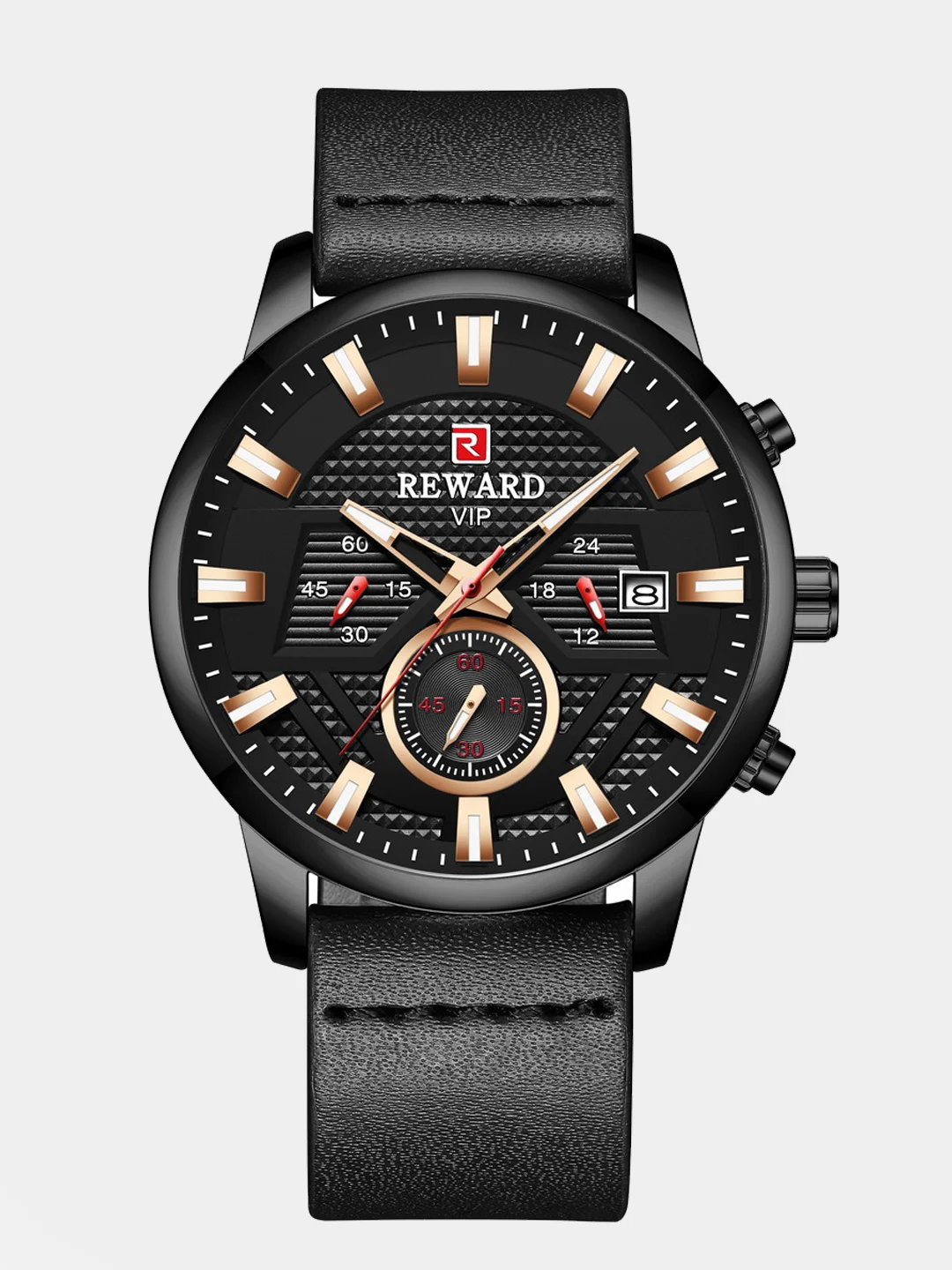 Черный мужские наручные часы Reward RD83007M с хронографом, в подарочной упаковке