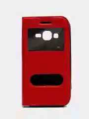 Алый чехол книжка с окном для смартфона Samsung J1 Mini Prime