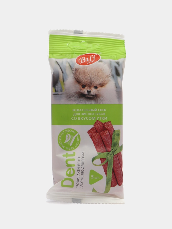 Жевательный снек Biff Dent, 5 штук, со вкусом утки, для собак мелких пород, 40 г