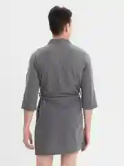 Серый халат домашний мужской вафельный