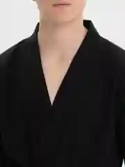 Черный халат домашний мужской вафельный