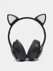 Черный беспроводные Bluetooth наушники с кошачьими светящимися ушками