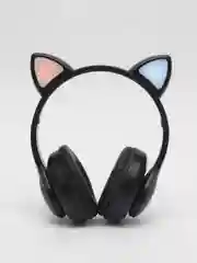 Черный беспроводные Bluetooth наушники с кошачьими светящимися ушками