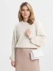 Белый женская текстурная сумка с цепочкой