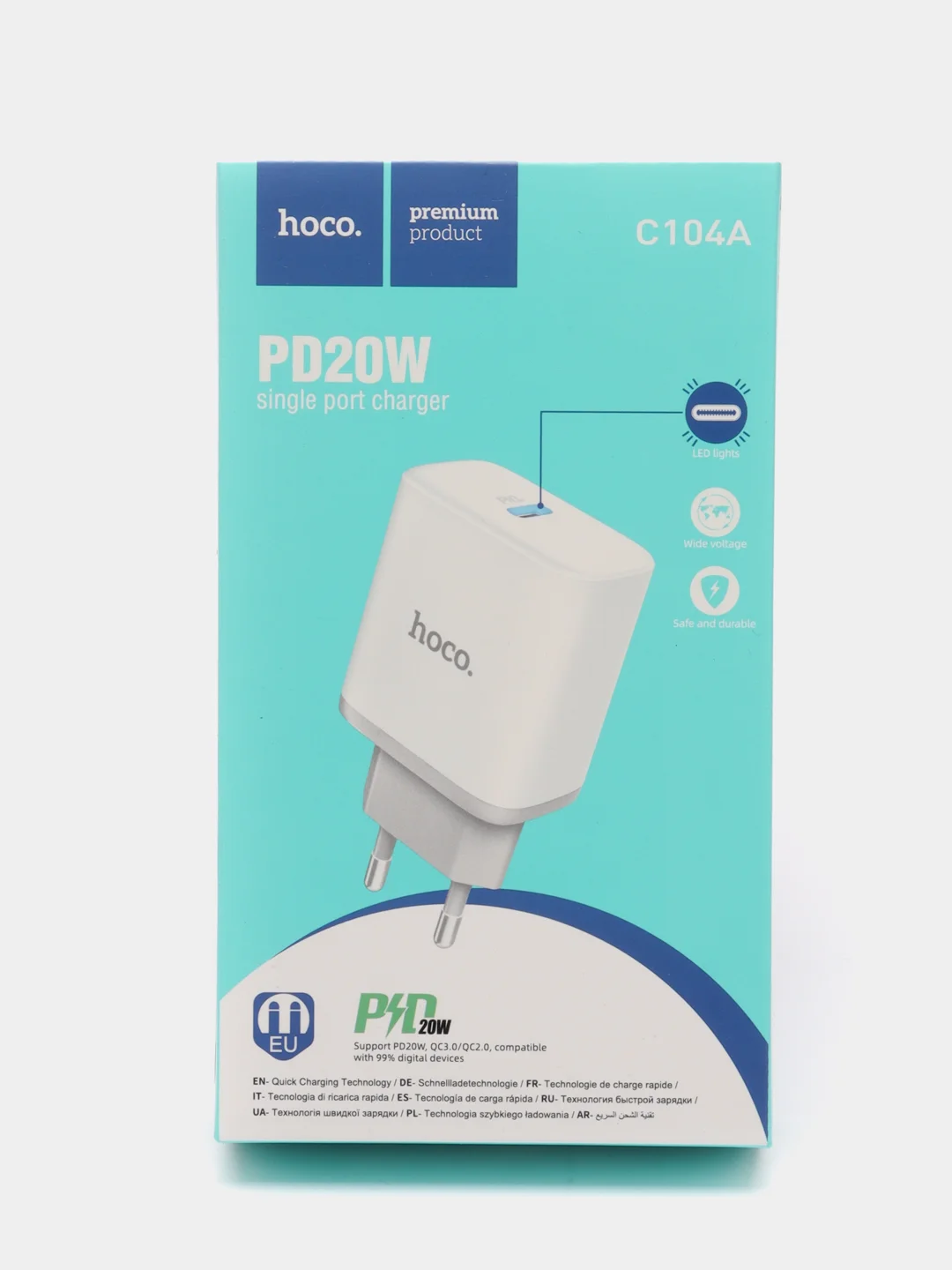 Блок питания для iPhone, адаптер с быстрой зарядкой на Type-C, HOCO C104A 20W PD