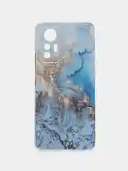 Голубой силиконовый чехол для Xiaomi 12 Lite / Сяоми 12 Лайт прозрачный, с рисунком, защита камеры