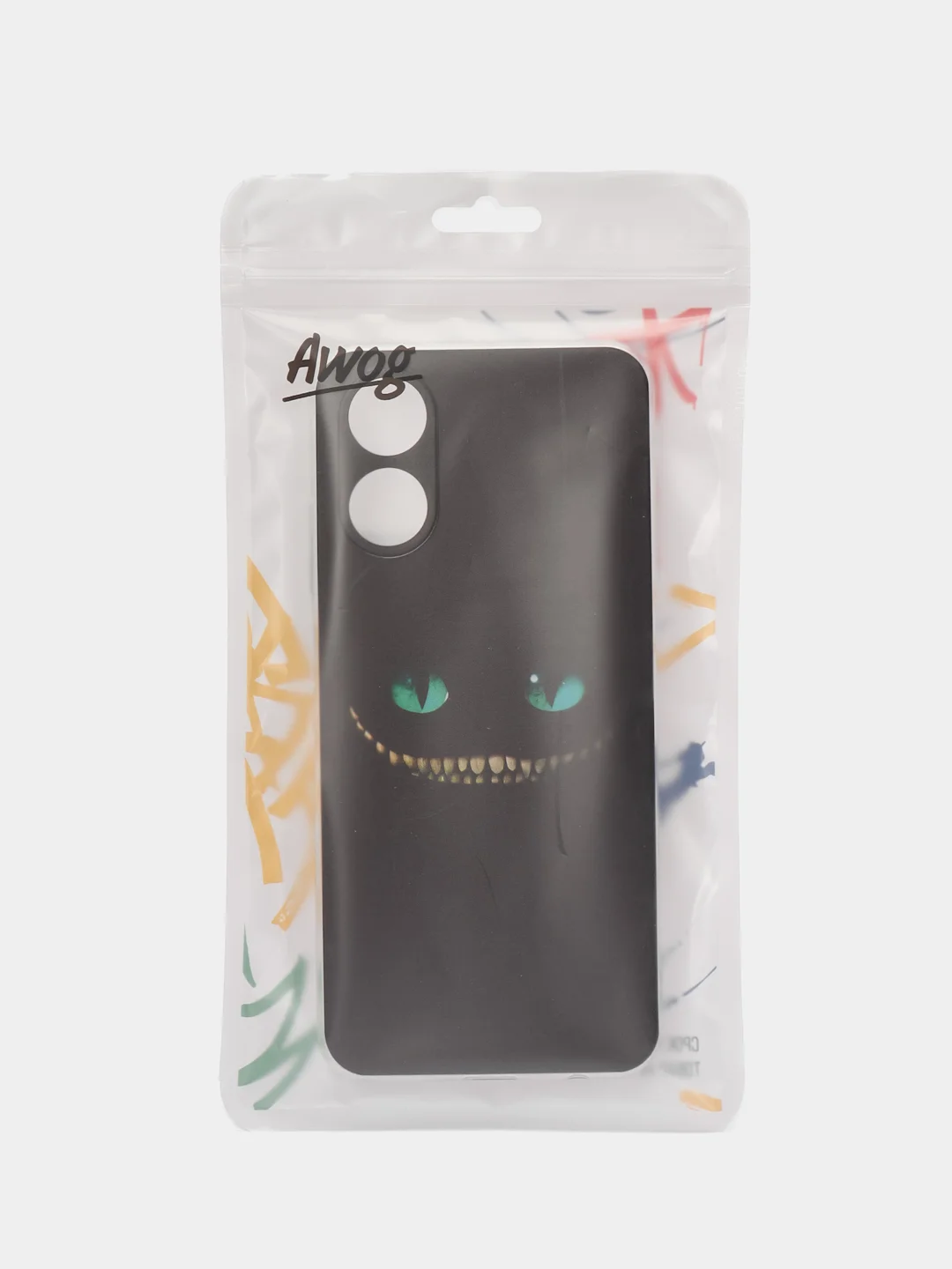 Черный силиконовый чехол на Oppo A17 / Оппо А17 прозрачный, с рисунком, защита камеры