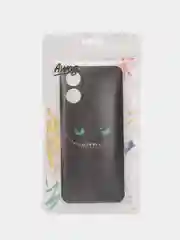 Черный силиконовый чехол на Oppo A17 / Оппо А17 прозрачный, с рисунком, защита камеры