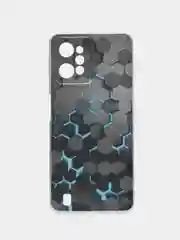 Бирюзовый силиконовый чехол на Realme C31 / Реалми С31/ прозрачный, с рисунком, защита камеры