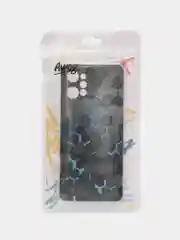 Бирюзовый силиконовый чехол на Realme C31 / Реалми С31/ прозрачный, с рисунком, защита камеры