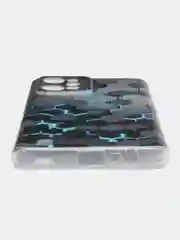 Бирюзовый силиконовый чехол на Realme C31 / Реалми С31/ прозрачный, с рисунком, защита камеры