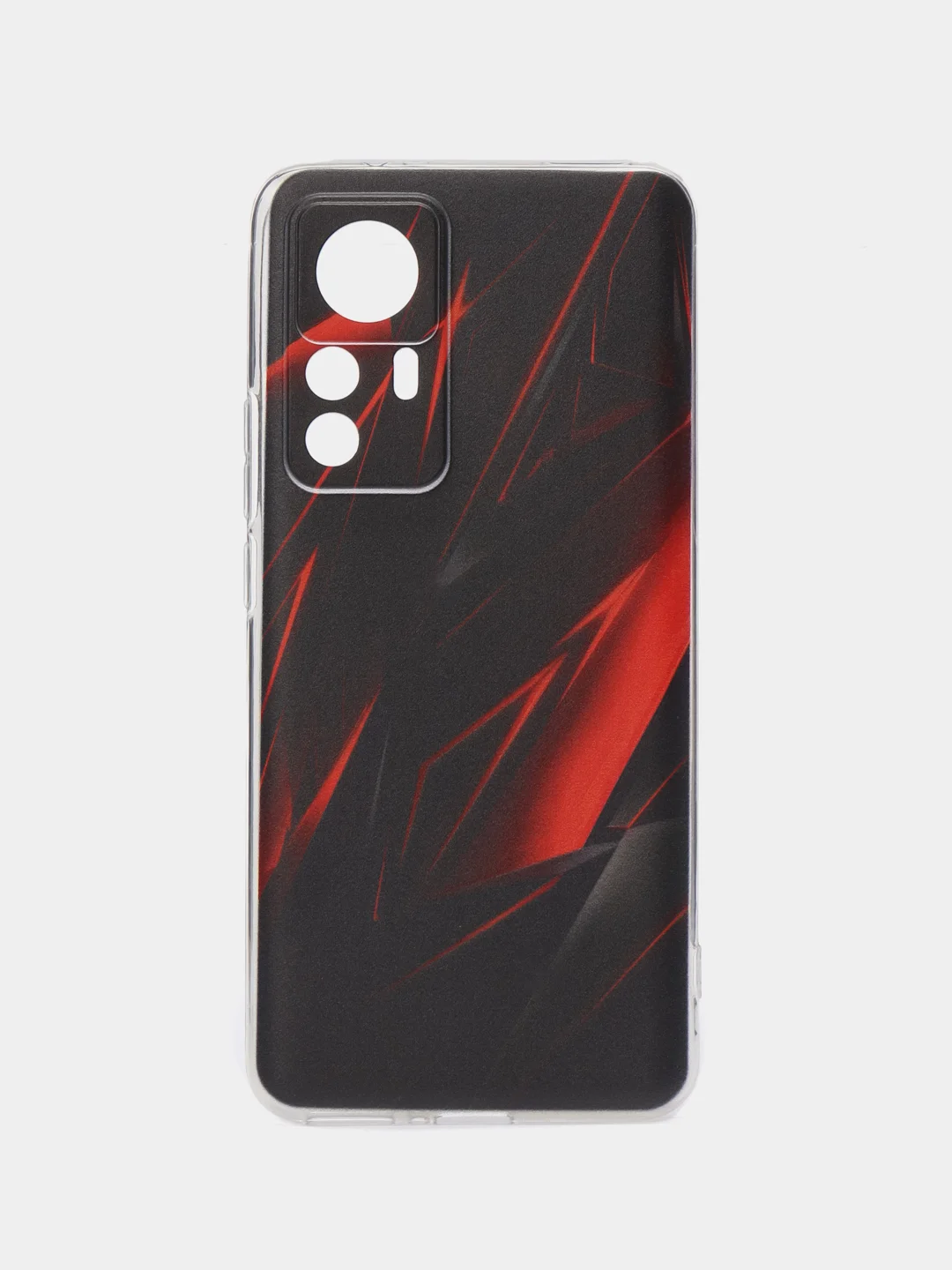 Красный силиконовый чехол для Xiaomi 12T Pro / Сяоми 12Т Про прозрачный, с рисунком, защита камеры