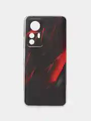 Красный силиконовый чехол для Xiaomi 12T Pro / Сяоми 12Т Про прозрачный, с рисунком, защита камеры