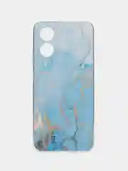 Светло-синий силиконовый чехол на Oppo A17 / Оппо А17 прозрачный, с рисунком, защита камеры
