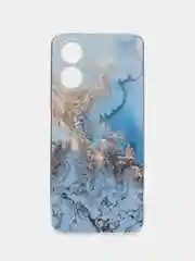 Голубой силиконовый чехол на Oppo A17 / Оппо А17 прозрачный, с рисунком, защита камеры