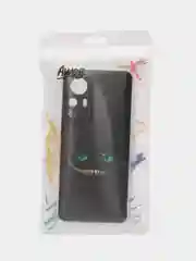 Черный силиконовый чехол для Xiaomi 12T Pro / Сяоми 12Т Про прозрачный, с рисунком, защита камеры