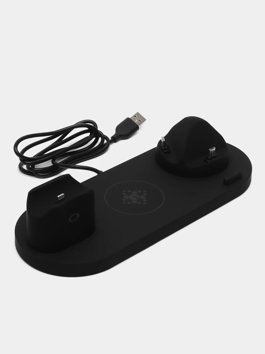 Черный беспроводная зарядка док-станция для iPhone, Android, iWatch и AirPods