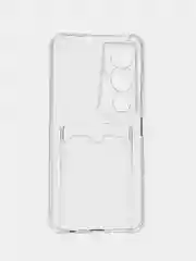 Прозрачный силиконовый чехол для Tecno Pova 4 Pro (Техно Пова 4 Про), с карманом для карт, прозрачный