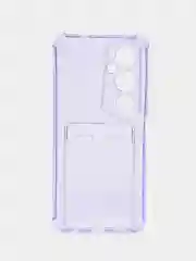 Лавандовый силиконовый чехол для Tecno Pova 4 Pro (Техно Пова 4 Про), с карманом для карт, прозрачный