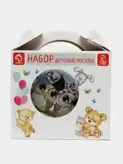 Набор детской посуды Доляна "Совы тинейджеры": кружка 230 мл, миска 400 мл, тарелка d=18
