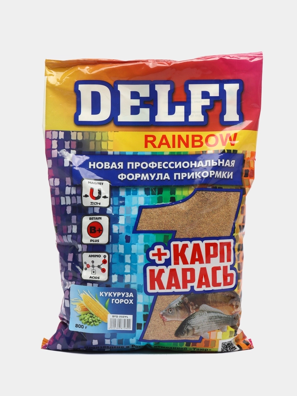 Прикормка рыболовная DELFI Rainbow "Карп + карась", "Лещ-плотва", 800 г