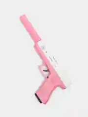 Розовый пистолет игрушечный перезаряжаемый Glock с глушителем, оружие, подарок на 23 февраля