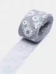 Серый лента из органзы "Ромашки", 25 мм