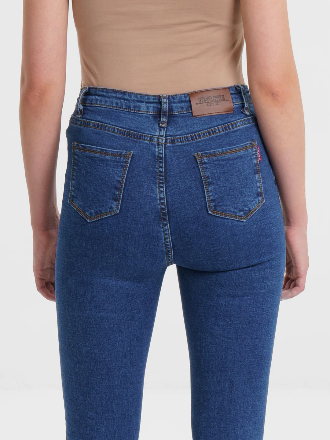 Синий джинсы женские Skinny, утепленные, высокая посадка