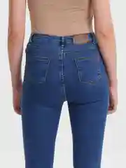 Синий джинсы женские Skinny, утепленные, высокая посадка