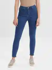 Синий джинсы женские Skinny, утепленные, высокая посадка