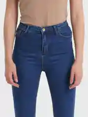 Синий джинсы женские Skinny, утепленные, высокая посадка