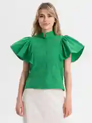 Зеленый женская рубашка, повседневная