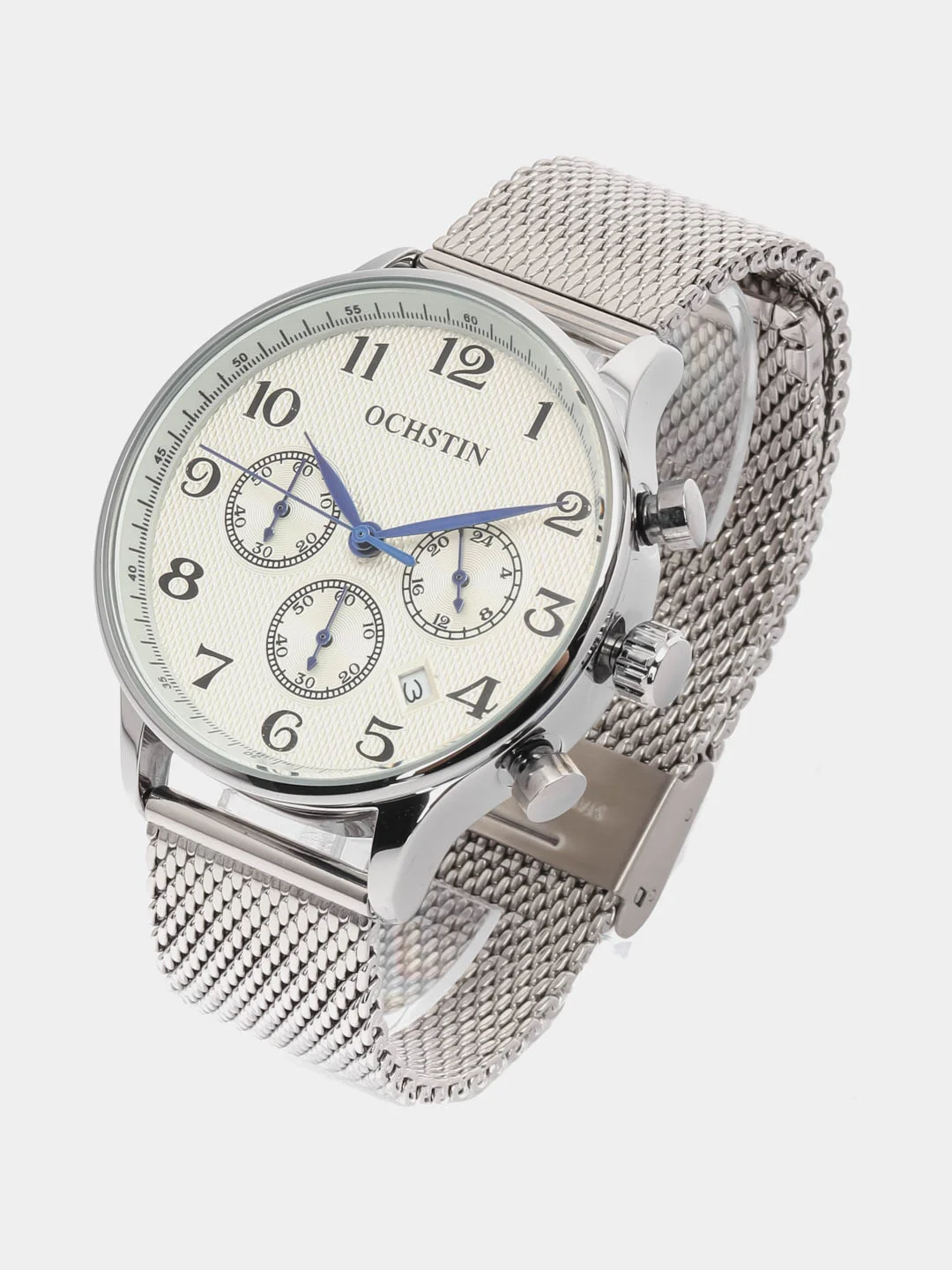 Серебряный мужские наручные часы Ochstin 6050D с хронографом в подарочной упаковке