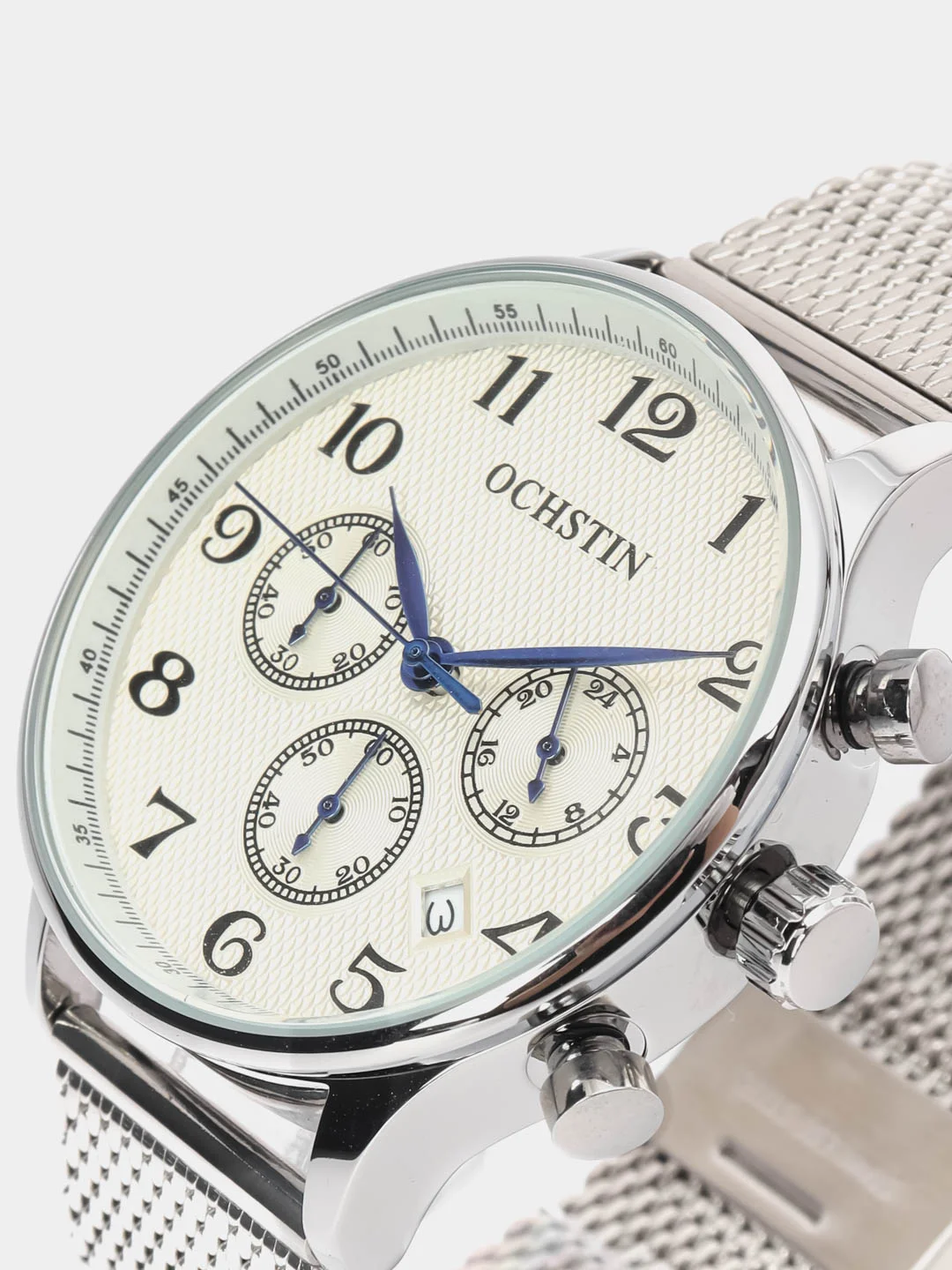 Серебряный мужские наручные часы Ochstin 6050D с хронографом в подарочной упаковке