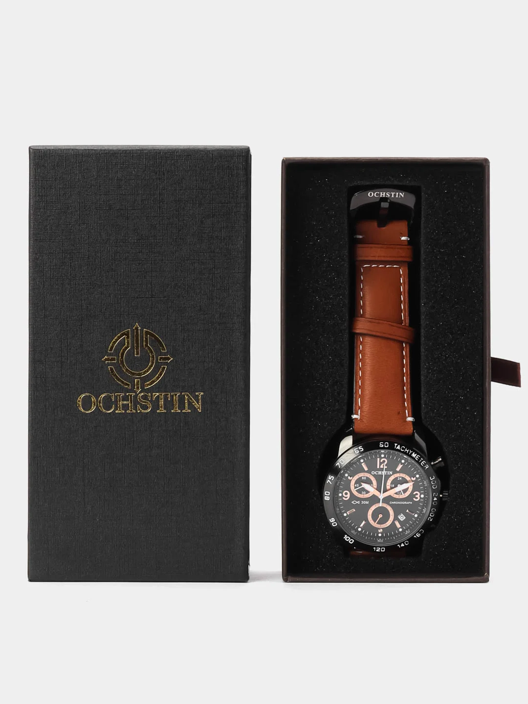 Светло-коричневый мужские наручные часы Ochstin 6123A c хронографом в подарочной упаковке