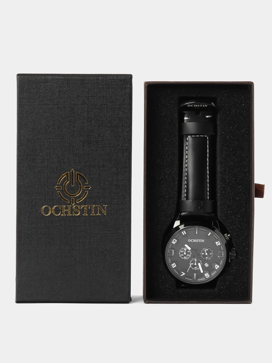 Черный мужские наручные часы Ochstin 6049A с хронографом в подарочной упаковке