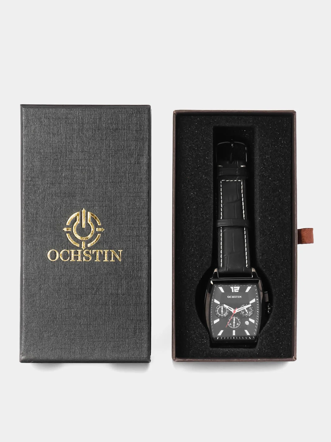 Черный мужские наручные часы Ochstin 6133A с хронографом в подарочной упаковке