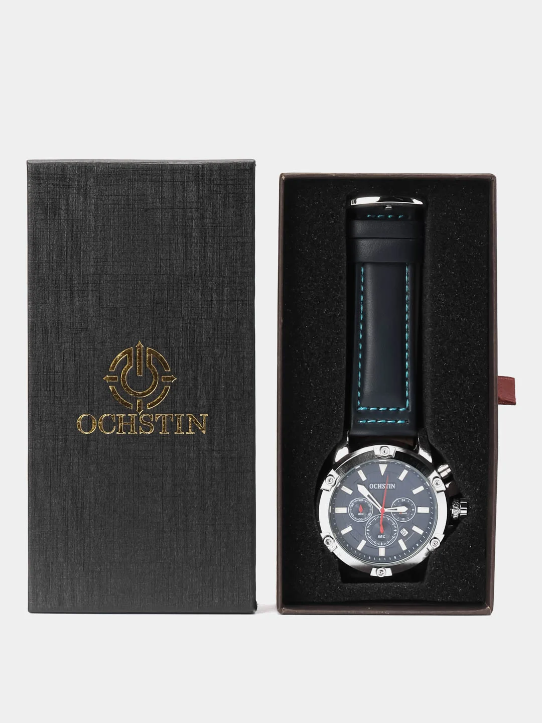 Синий мужские наручные часы Ochstin 6075A с хронографом в подарочной упаковке