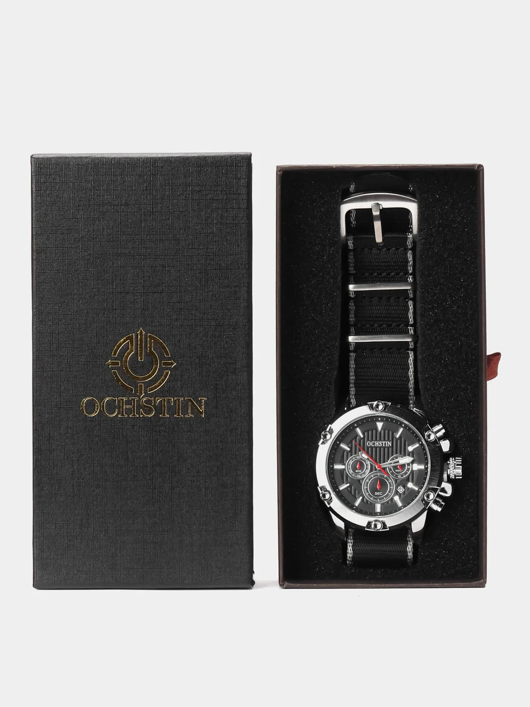 Серебряный мужские наручные часы Ochstin 7075C с хронографом в подарочной упаковке