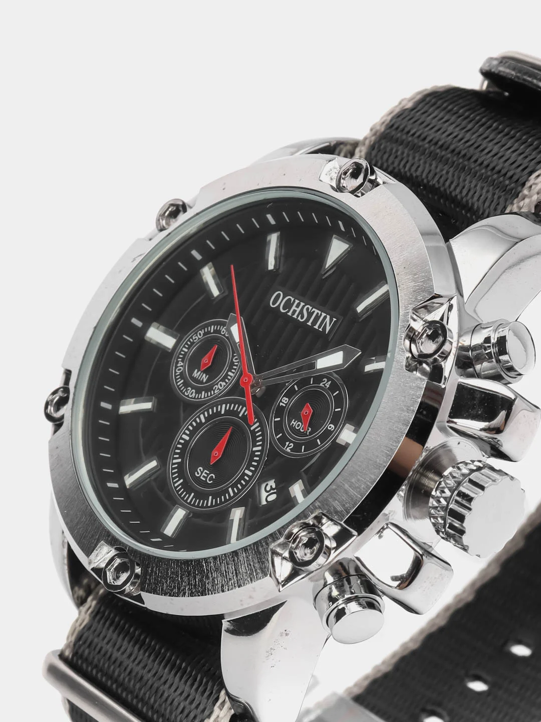 Серебряный мужские наручные часы Ochstin 7075C с хронографом в подарочной упаковке
