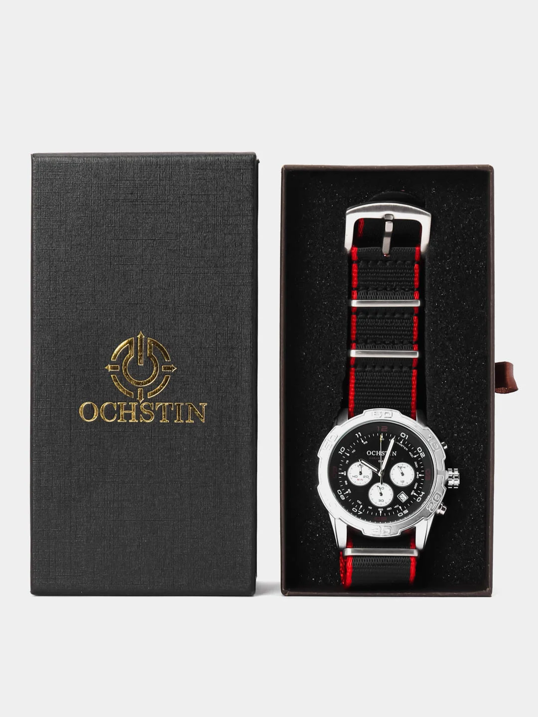 Красный мужские наручные часы Ochstin 7116B с хронографом в подарочной упаковке