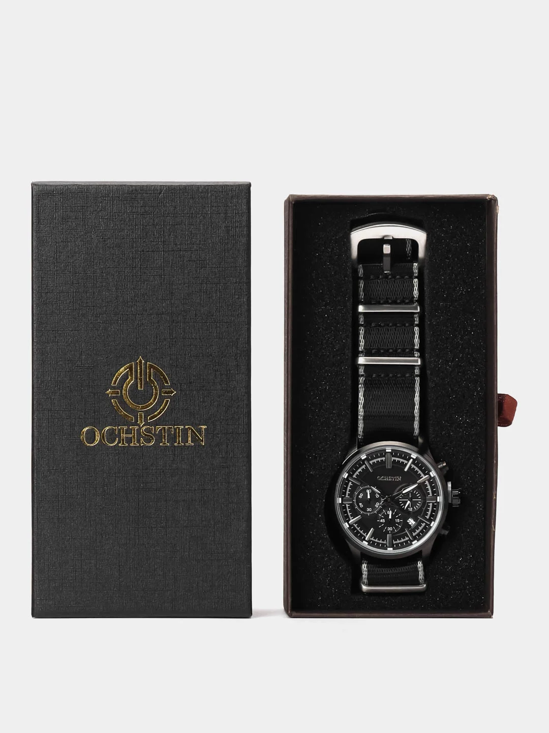 Серый мужские наручные часы Ochstin 6131A с хронографом в подарочной упаковке