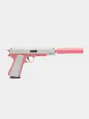 Розовый пистолет игрушечный Colt с глушителем, кольт оружие, подарок на 23 февраля
