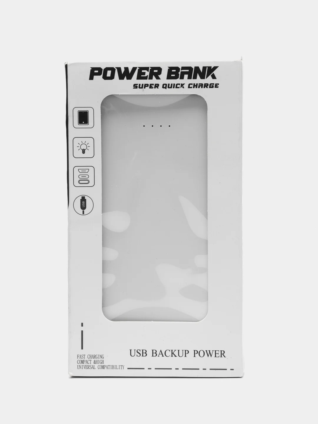 Белый power bank, внешний аккумулятор, с быстрой зарядкой TOPK, 10000 mAh